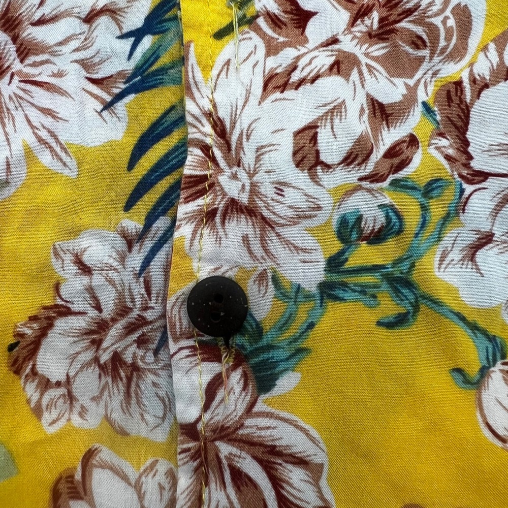 Coco Republic Yellow Tropical Floral Short Sleeve Button Down Shirt Womens M - Picture 8 of 9